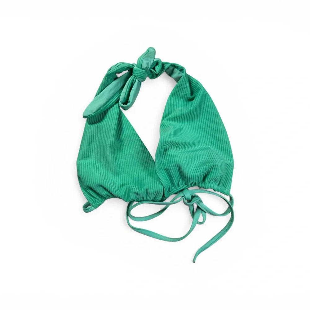 FRANKIE's BIKINIS Triangle Top Green Ribbed Size Large